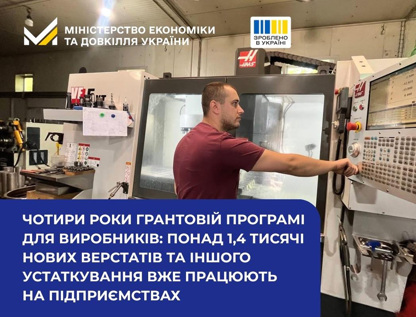 Чотири роки грантовій програмі для виробників: понад 1,4 тисячі нових верстатів та іншого устаткування вже працюють на підприємствах